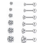 Load image into Gallery viewer, Ball Back Screw On CZ Stud Earrings 18K Gold Plated Stainless Steel Hypoallergenic 3x A-Grade CZ Gemstones 3mm-8mm Sizes