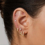 Load image into Gallery viewer, Ball Back Screw On CZ Stud Earrings 18K Gold Plated Stainless Steel Hypoallergenic 3x A-Grade CZ Gemstones 3mm-8mm Sizes