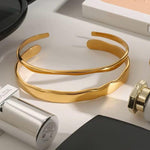 Load image into Gallery viewer, Waveline - Adjustable 18k Gold Plated Cuff Bangle