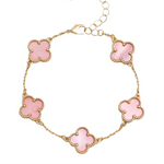 Load image into Gallery viewer, Pink Pearl Clover Bracelet