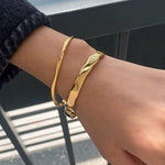 Load image into Gallery viewer, Waveline - Adjustable 18k Gold Plated Cuff Bangle
