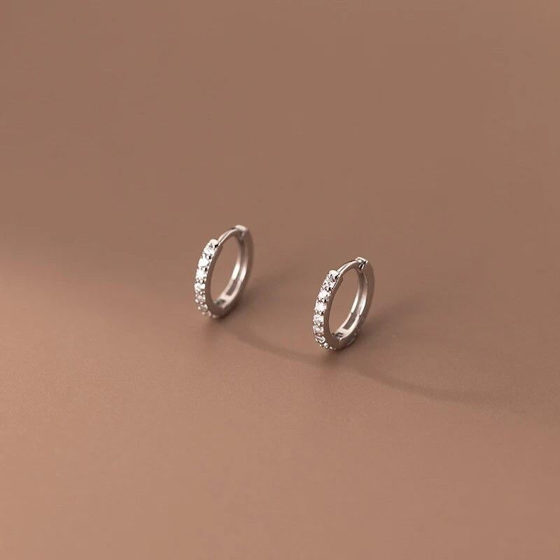 Embellished Huggie Hoop - Stainless Steel - Hypoallergenic - Water, Heat & Sweatproof Earrings