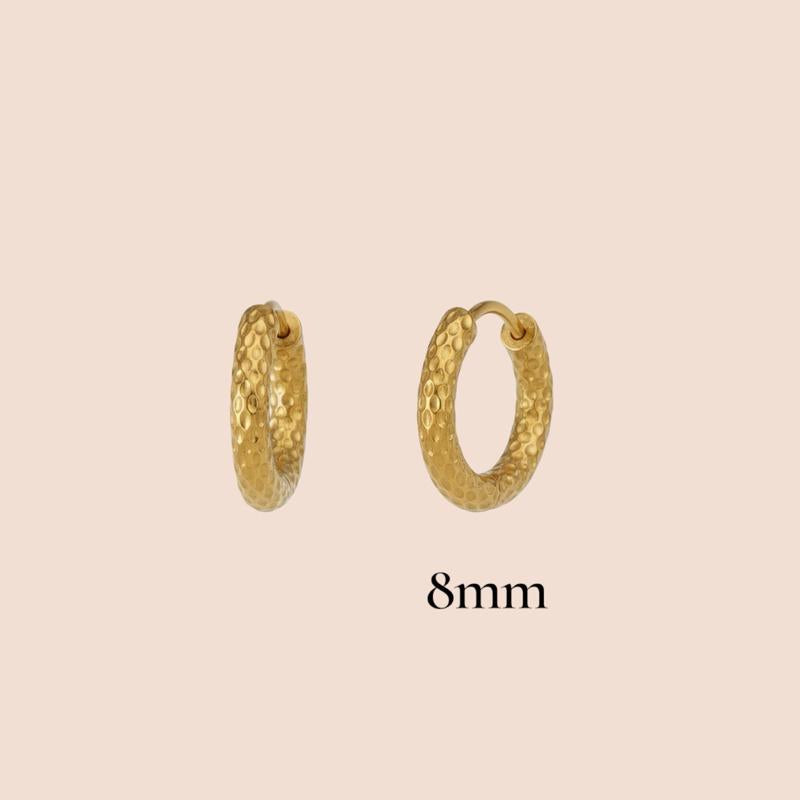 Textured Huggie Hoops - Stainless Steel - 18k Gold Plated