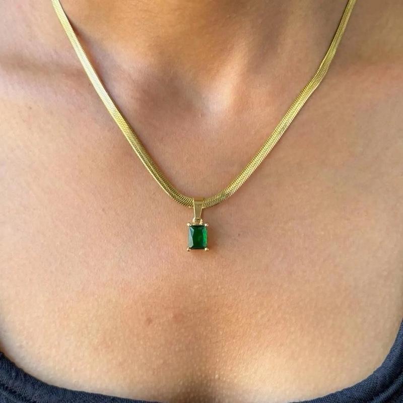 Herringbone Gem Necklace