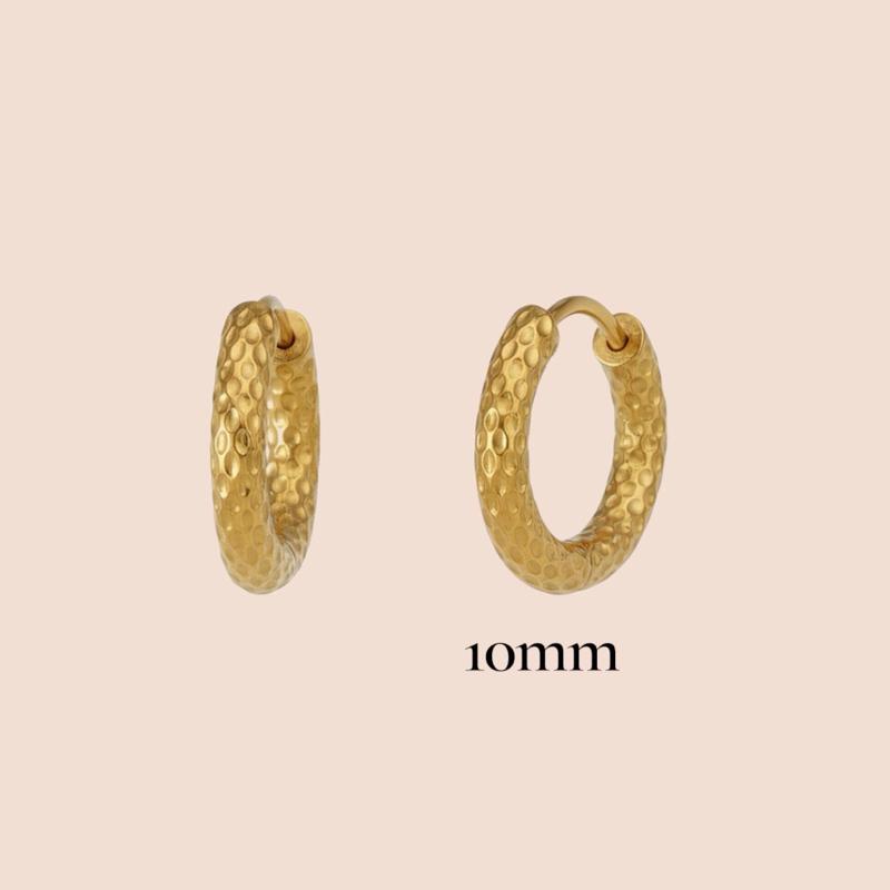 Textured Huggie Hoops - Stainless Steel - 18k Gold Plated