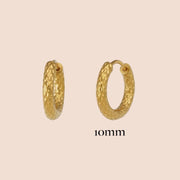 Textured Huggie Hoops - Stainless Steel - 18k Gold Plated