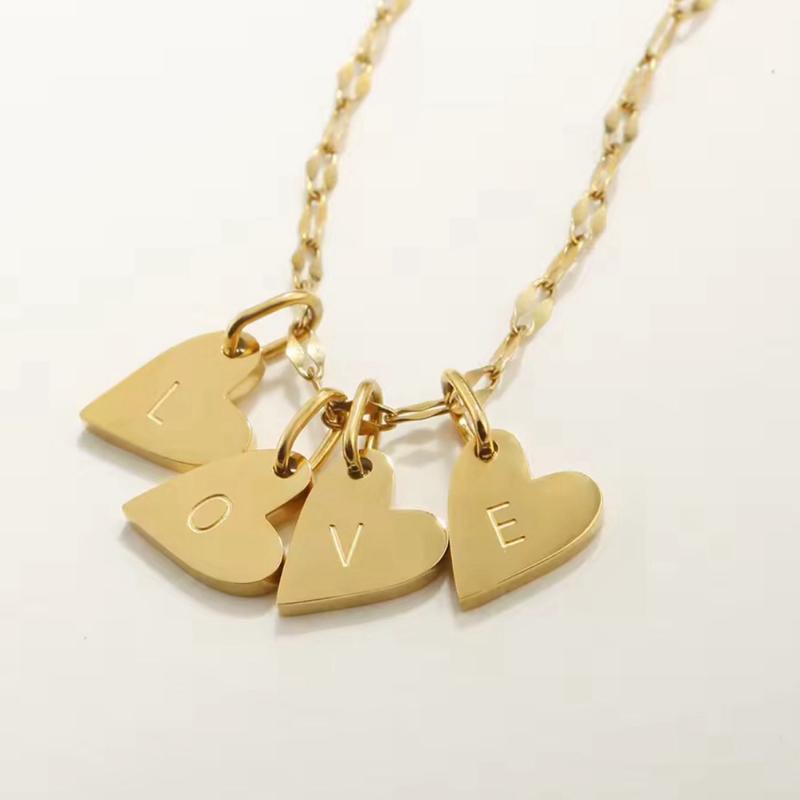 Mini Heart Letter Charms - 18K Gold Plated Stainless Steel Personalised Jewellery Accessories Water Heat & Sweatproof Hypoallergenic