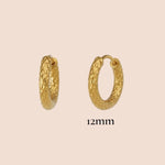 Load image into Gallery viewer, Textured Huggie Hoops - Stainless Steel - 18k Gold Plated