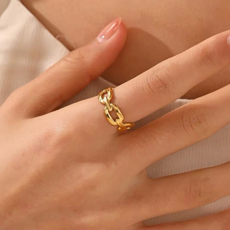 Chunky Link Chain Adjustable Ring