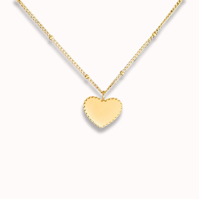 Custom Engraved Beaded Heart Necklace