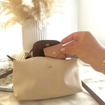 Load image into Gallery viewer, Hadiya London Pocket Jewellery Pouch - Soft Pink Leatherette with Gold Studs &amp; Brand Embossing