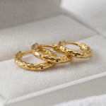 Load image into Gallery viewer, Textured Huggie Hoops - Stainless Steel - 18k Gold Plated
