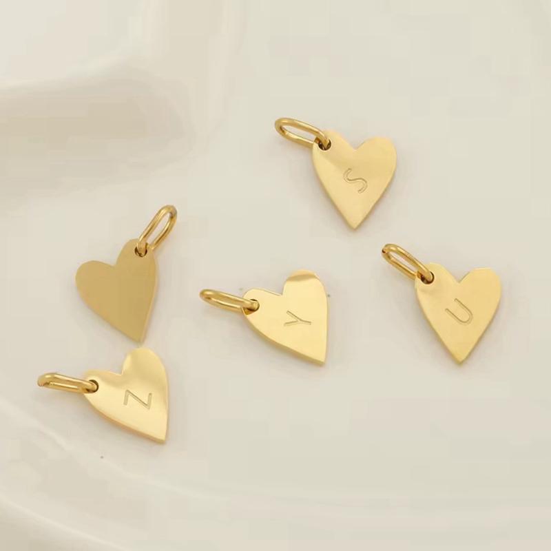 Mini Heart Letter Charms - 18K Gold Plated Stainless Steel Personalised Jewellery Accessories Water Heat & Sweatproof Hypoallergenic