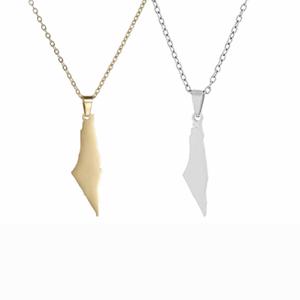 ‎فلسطين Map Necklaces - Gold Plated Stainless Steel