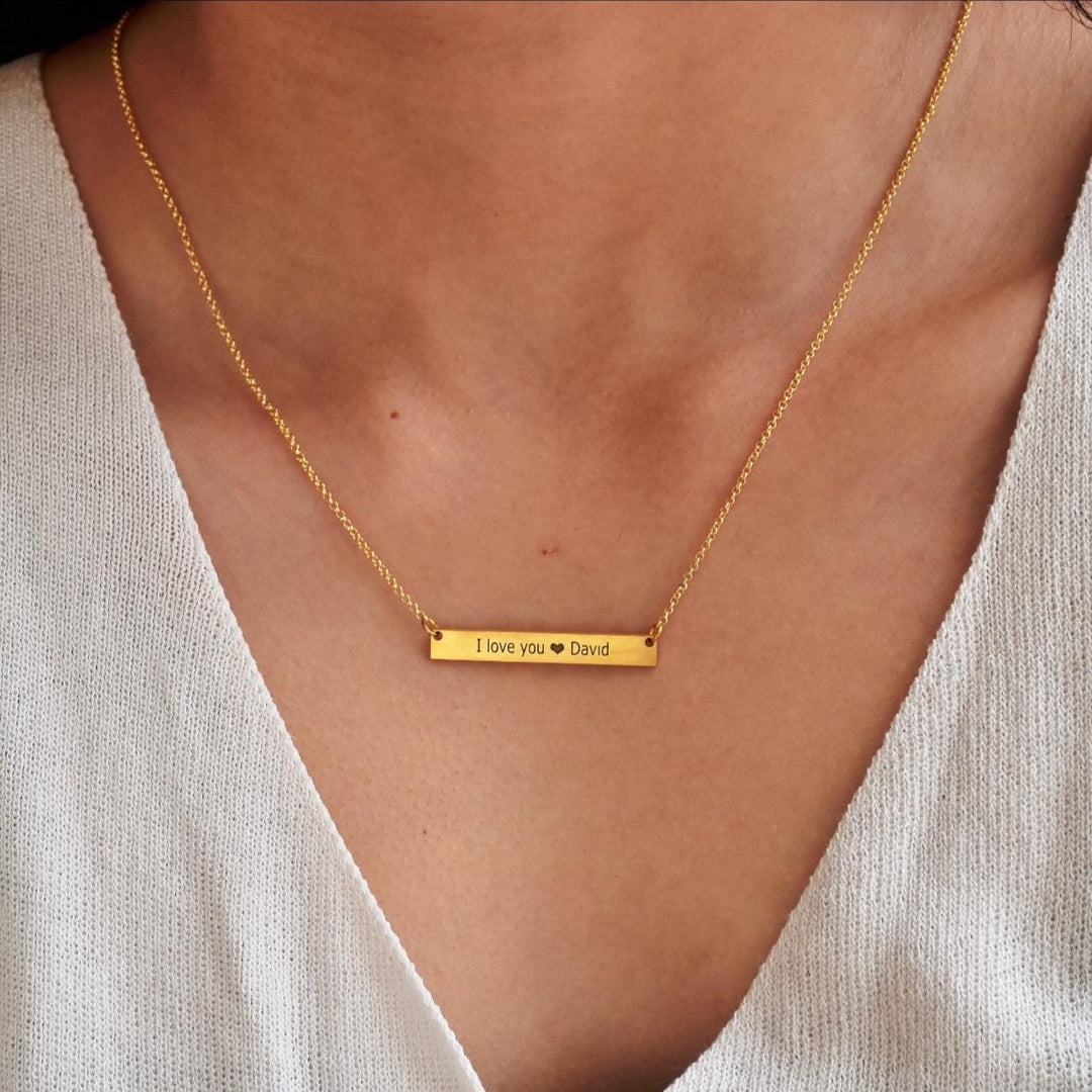 Custom Engraved Horizontal Bar Necklace