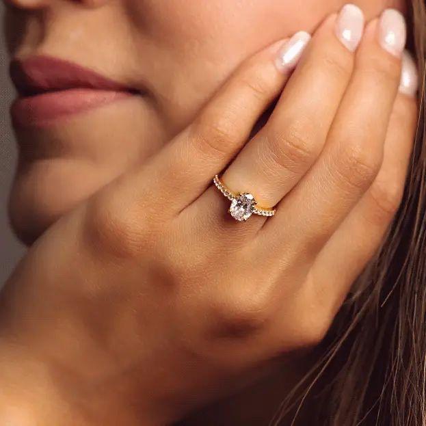 Selene Oval Pave Ring - 18K Gold Plated & Silver - Hypoallergenic Stainless Steel - A-Grade CZ Gemstones