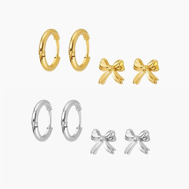 Bowknot and Hoop Earrings