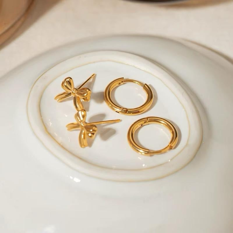 Bowknot and Hoop Earrings