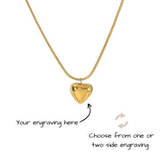 Custom Engraved Puffy Heart Necklace