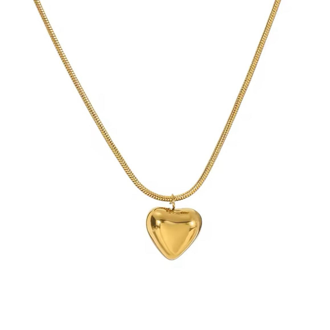 Custom Engraved Puffy Heart Necklace