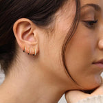 Load image into Gallery viewer, Embellished Huggie Hoop - Stainless Steel - Hypoallergenic - Water, Heat &amp; Sweatproof Earrings