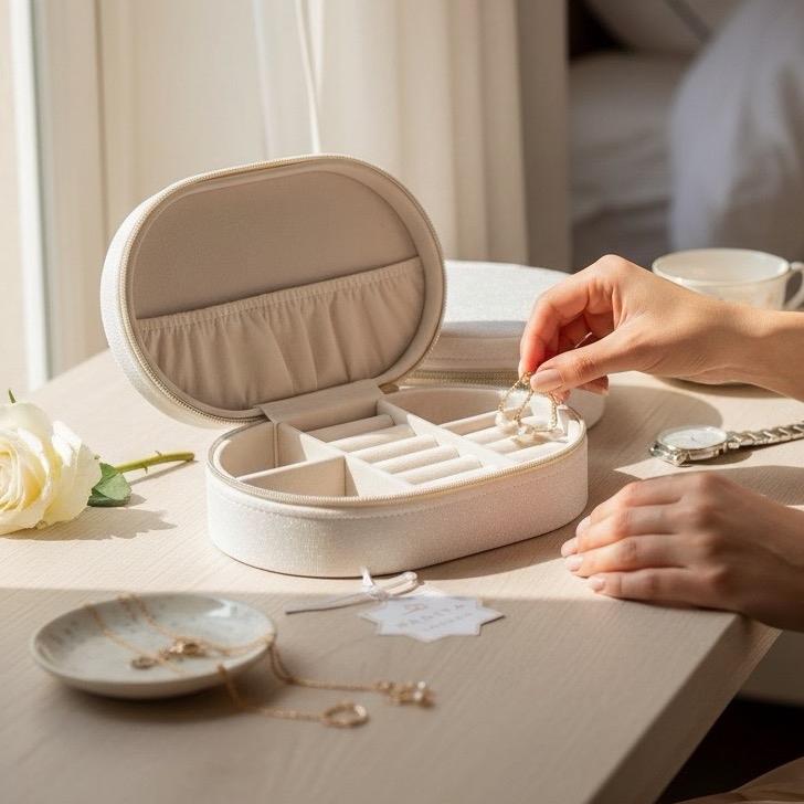 HADIYA LONDON - Velvet Oval Jewellery Box