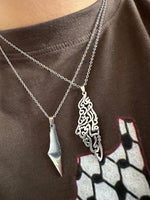 Load image into Gallery viewer, Palestine Calligraphy Map Necklace
