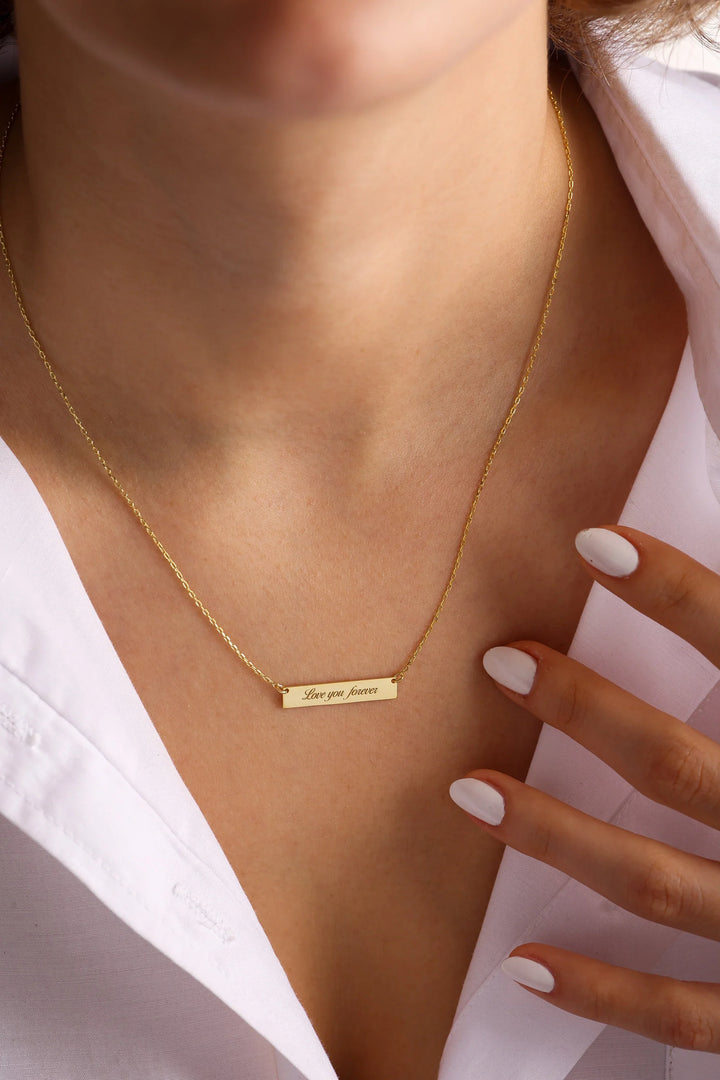 Custom Engraved Horizontal Bar Necklace