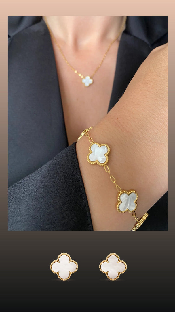 White Clover Stud Earrings