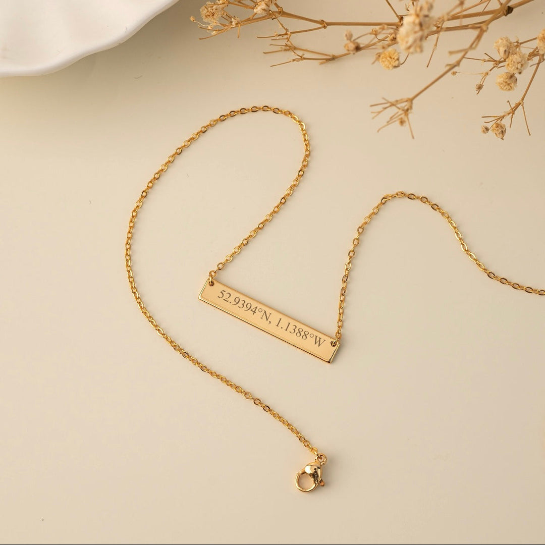 Custom Engraved Horizontal Bar Necklace