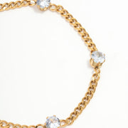 Ana Crystal Chain Bracelet - 18k Gold Plated - Stainless Steel