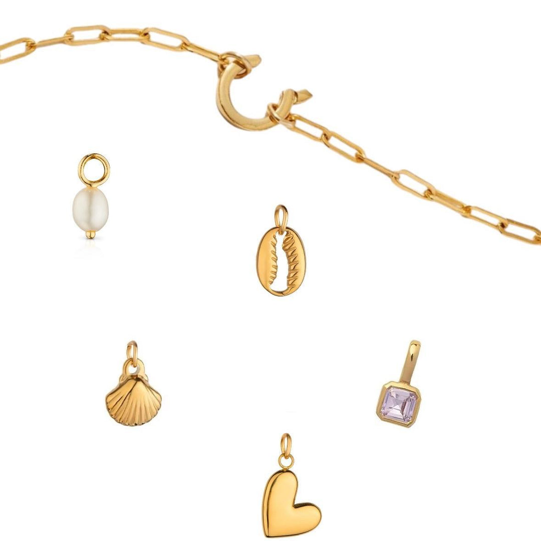 Hadiya London Clasp Link Necklace & Bracelet 18K Gold Plated Stainless Steel - Tarnish-Free Waterproof Hypoallergenic
