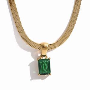 Herringbone Gem Necklace