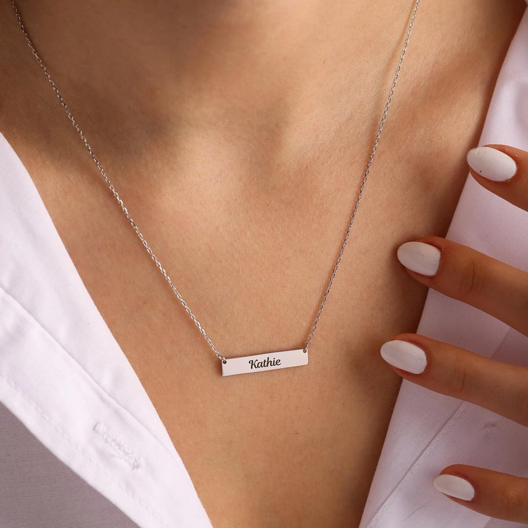 Custom Engraved Horizontal Bar Necklace