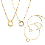 Load image into Gallery viewer, Hadiya London Clasp Link Necklace &amp; Bracelet 18K Gold Plated Stainless Steel - Tarnish-Free Waterproof Hypoallergenic