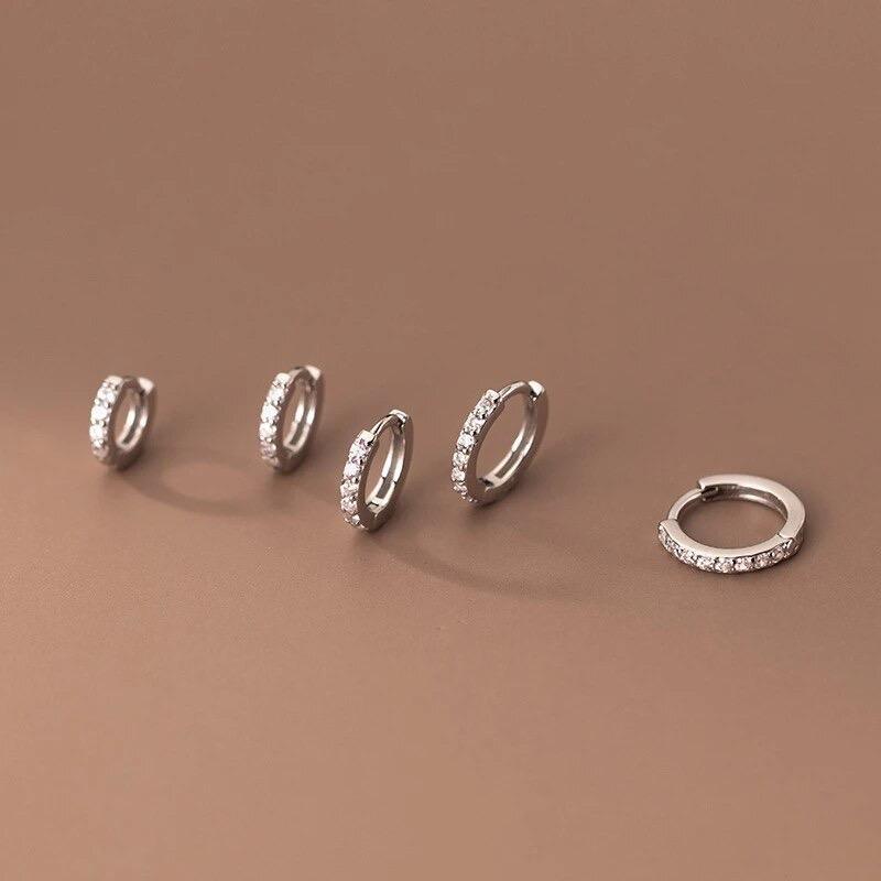 Embellished Huggie Hoop - Stainless Steel - Hypoallergenic - Water, Heat & Sweatproof Earrings