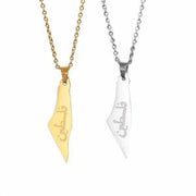 ‎فلسطين Map Necklaces - Gold Plated Stainless Steel