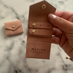 Load image into Gallery viewer, Hadiya London Pocket Jewellery Pouch - Soft Pink Leatherette with Gold Studs &amp; Brand Embossing