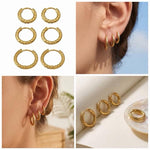 Load image into Gallery viewer, Textured Huggie Hoops - Stainless Steel - 18k Gold Plated