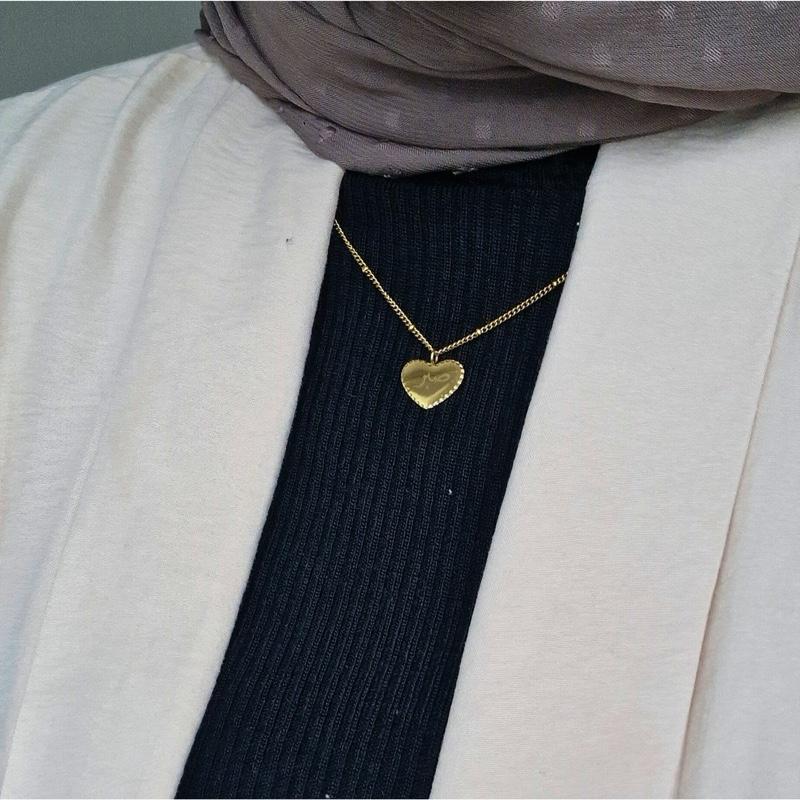 Custom Engraved Beaded Heart Necklace